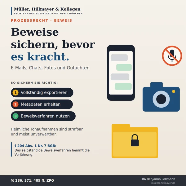 Infografik zum Beitrag: Beweise sichern, bevor es zum Streit kommt